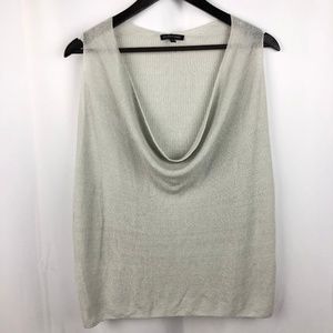 EILEEN FISHER Sleeveless Cowl Neck Silver Top XL